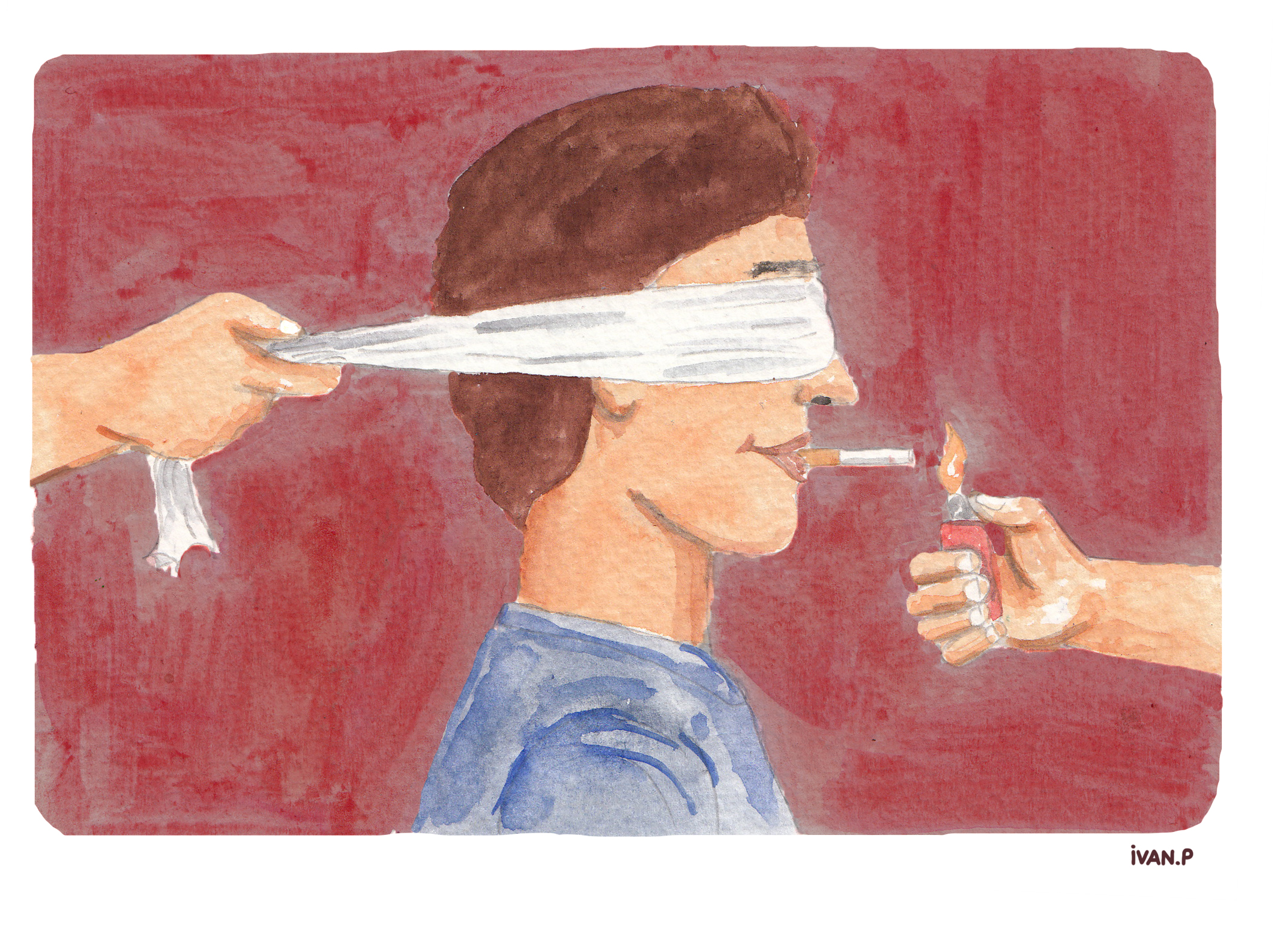 Illustration d'Ivan P sur l'industrie du tabac et le lobbying des grandes entreprises productrices de cigarettes.