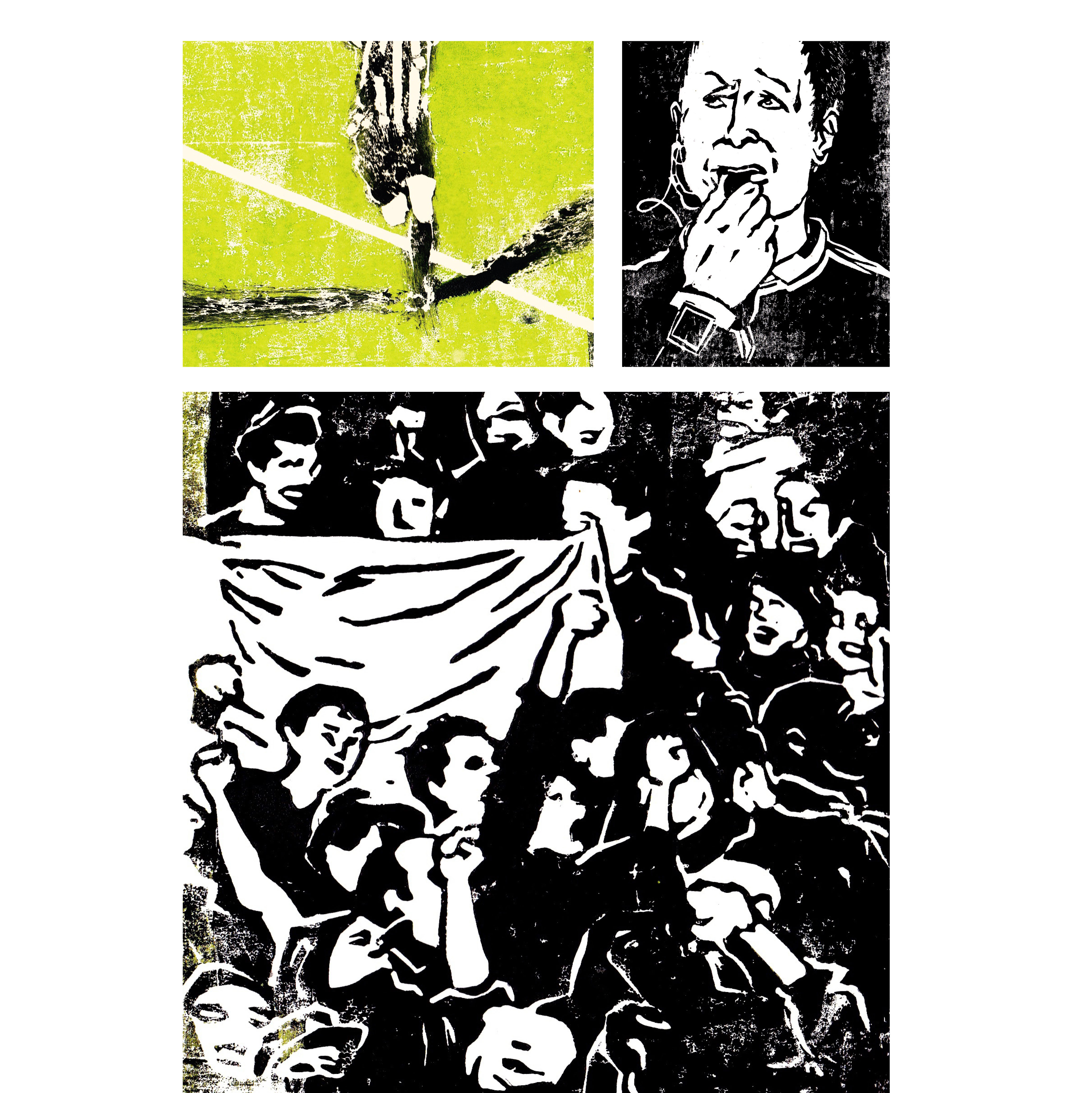 Gravures de Manor Askenazi sur le thème de l'arbitrage vidéo dans le football.