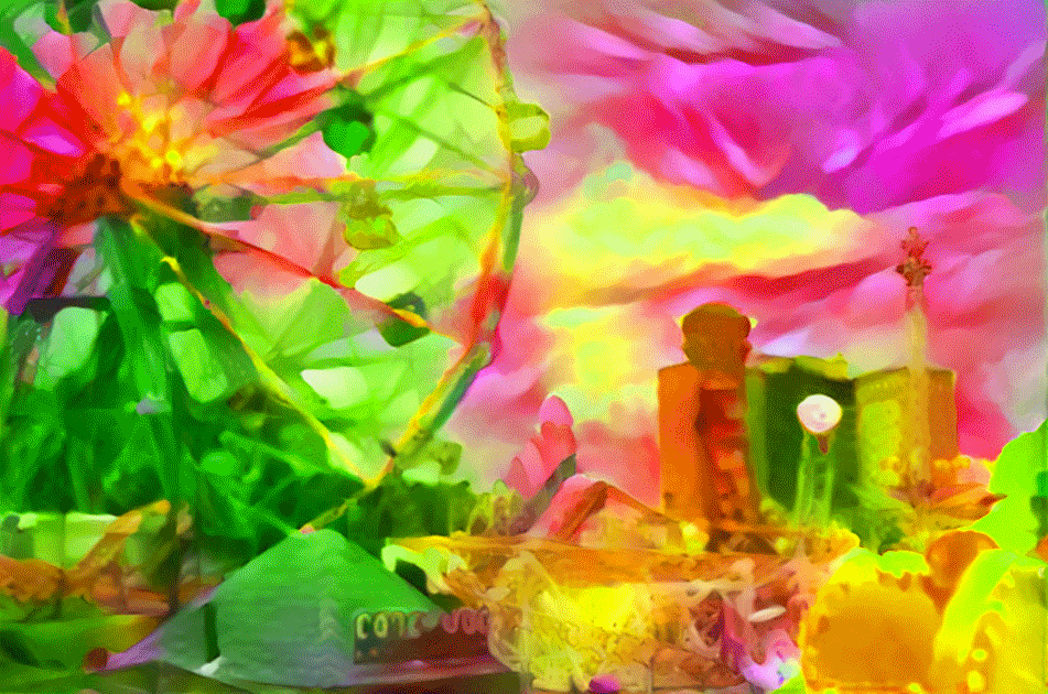 Photos d'Elsa Levy modifiée aléatoirement par le générateur Deep Dream Generator de Google Art.