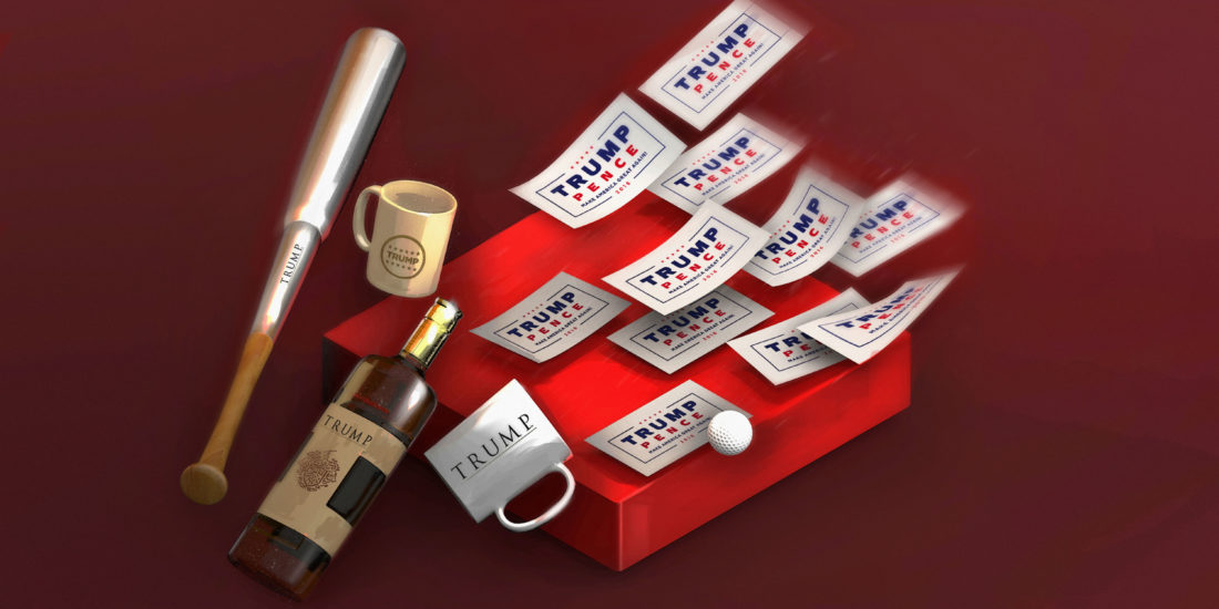 Illustrations de Paul Colombat sur Trump, une marque à la maison blanche. Avec les intervention de Benoît Heilbrunn et d'Havas Paris.