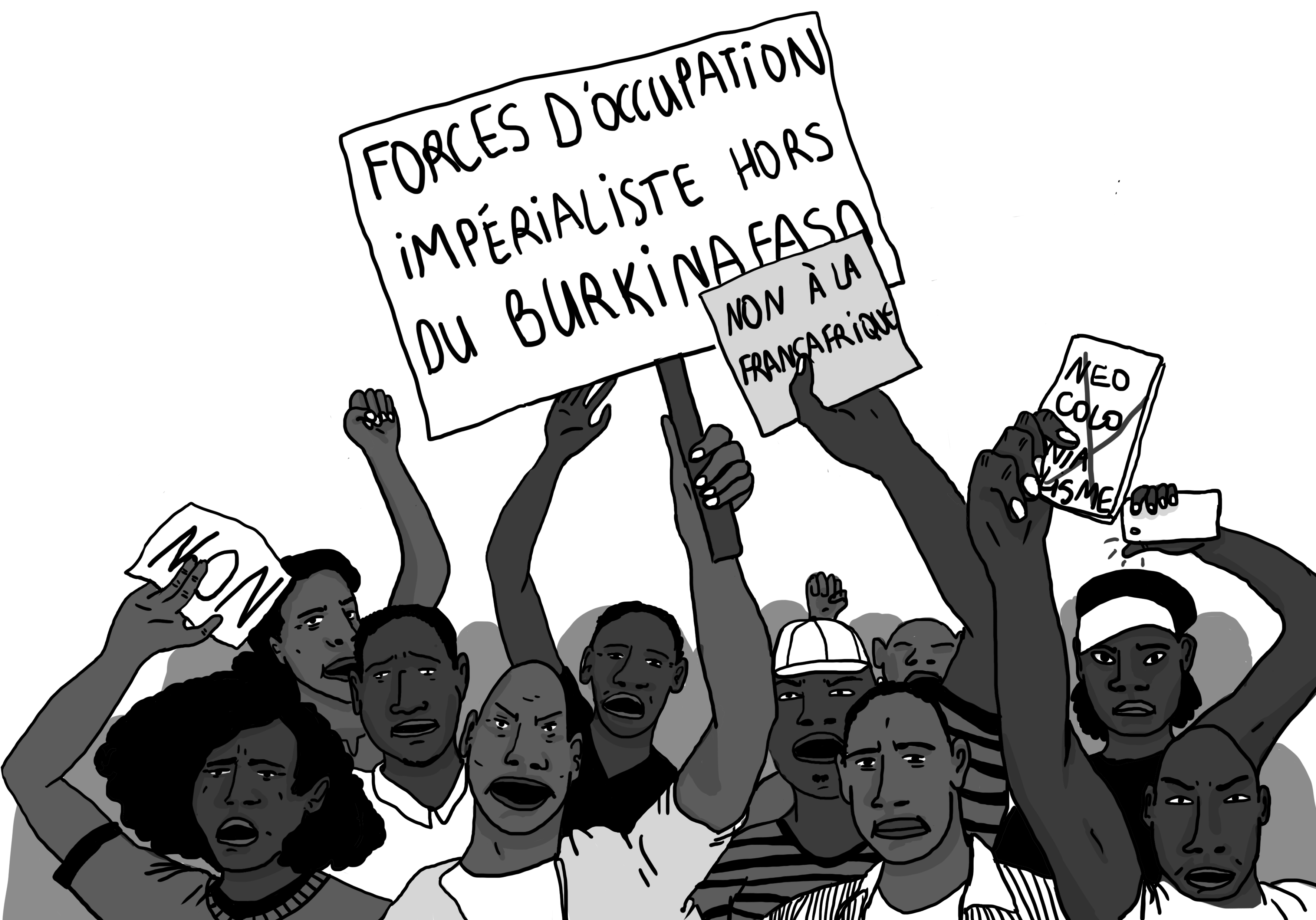 Les manifestants devant l'université de Ouagadougou