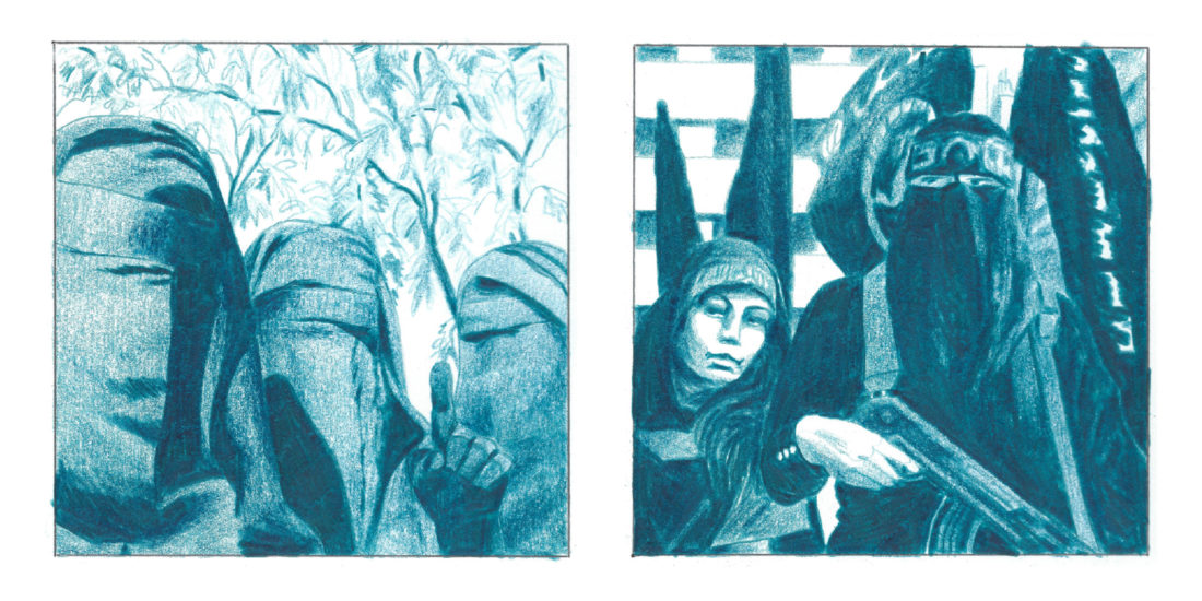 Les femmes du Djihad. Quand les femmes rejoignent Daesh. Illustrations de Lucien Gurbert.