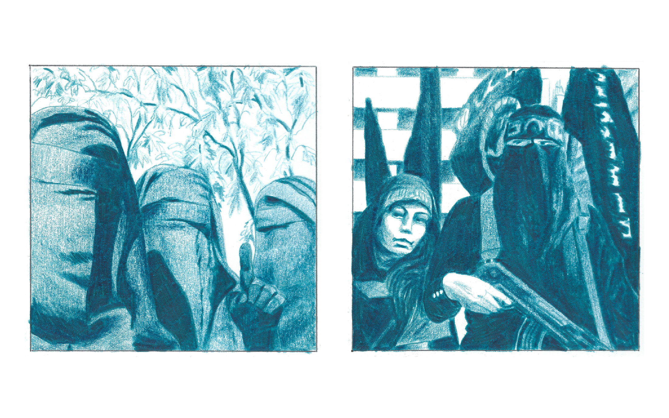 Les femmes du Djihad. Quand les femmes rejoignent Daesh. Illustrations de Lucien Gurbert.