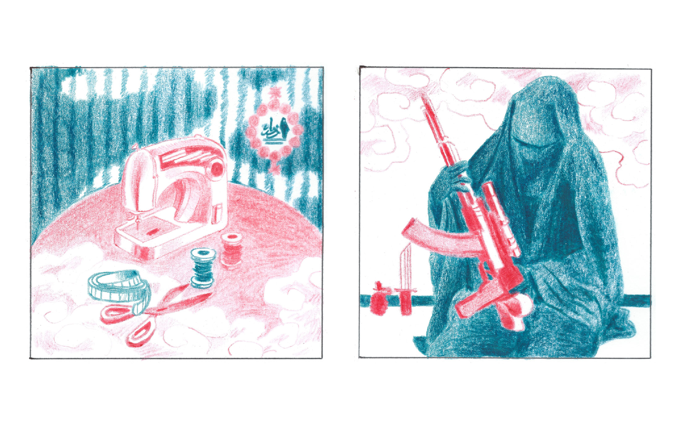 Les femmes du Djihad. Quand les femmes rejoignent Daesh. Illustrations de Lucien Gurbert.