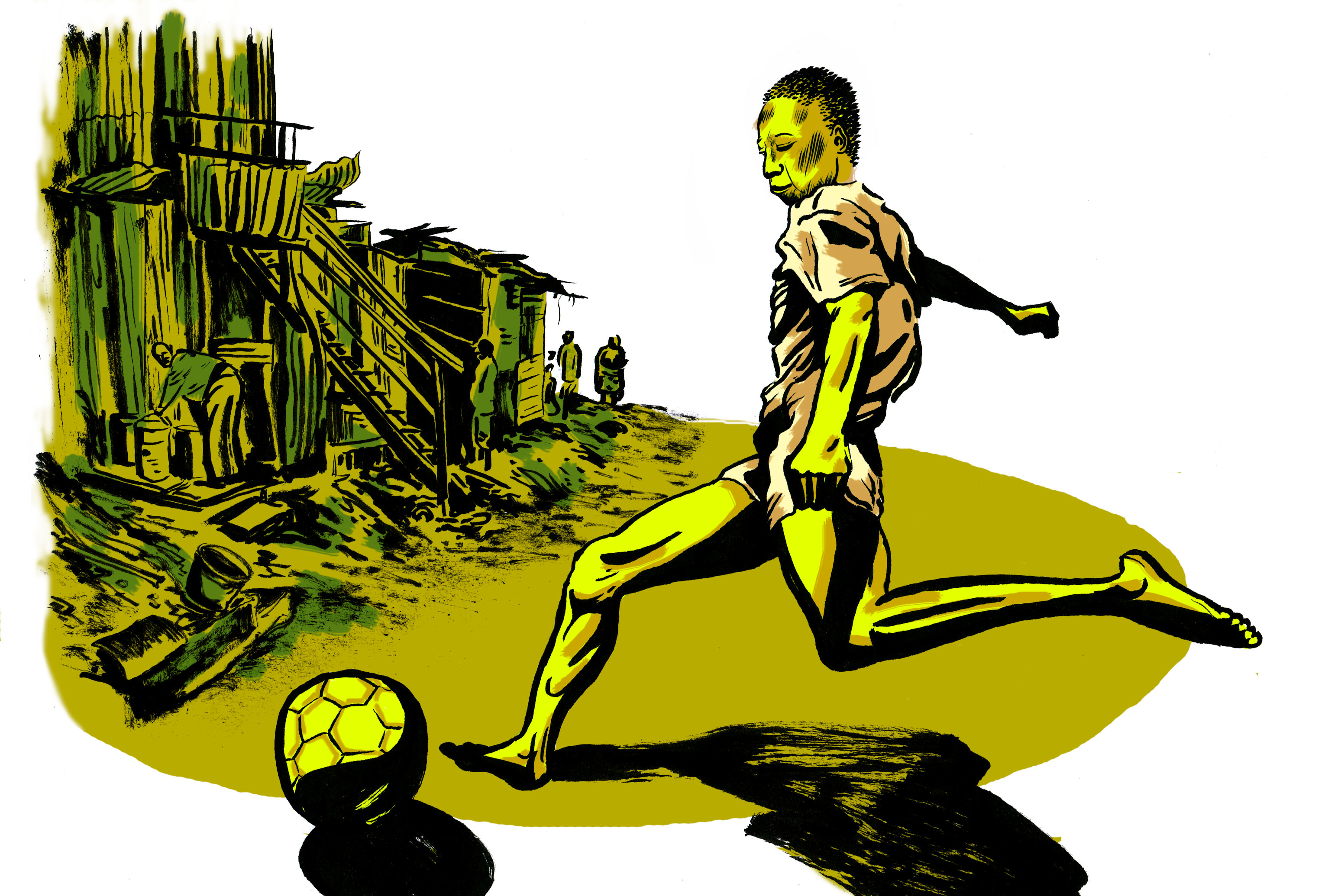George Weah, de Ballon d'or à président du Libéria. Illustrations d'Eric Vanderhaegen.